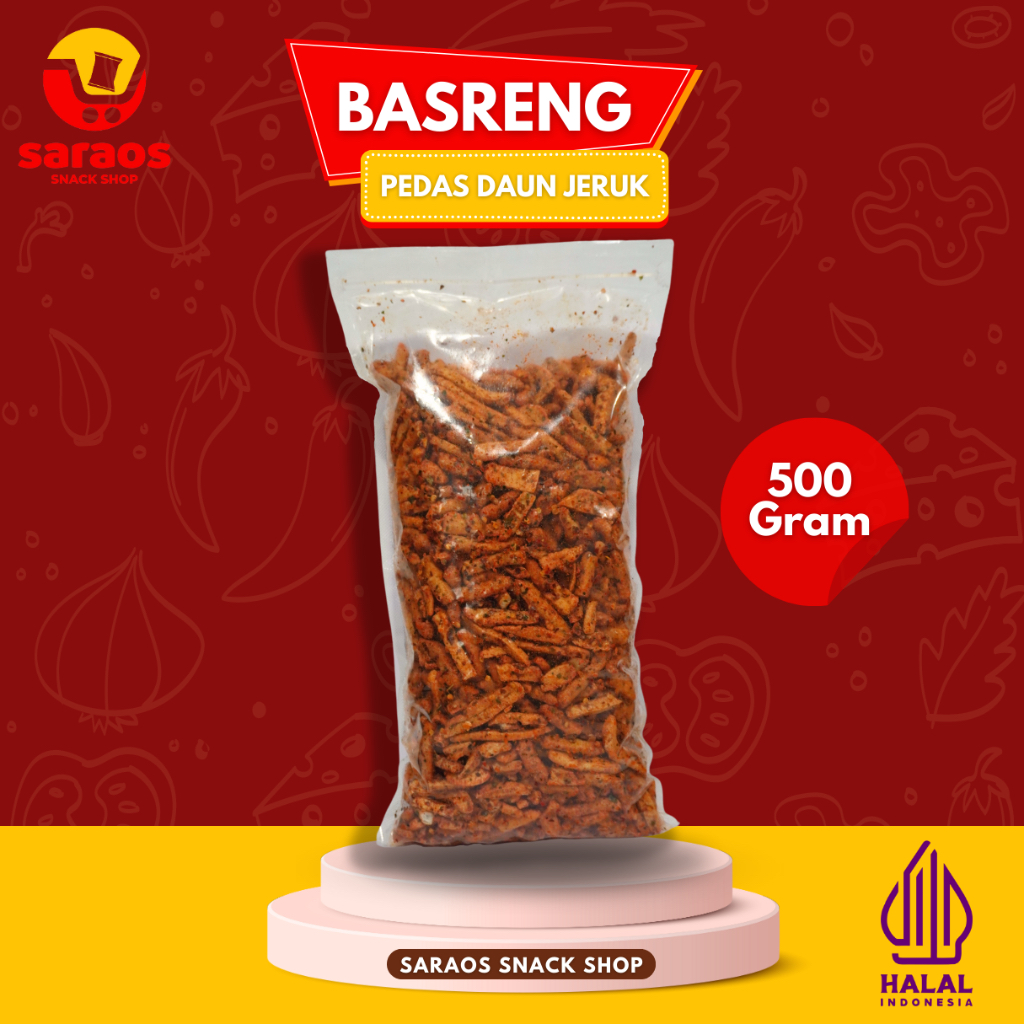 

Basreng Pedas Daun Jeruk 500 Gram Saraos Snack
