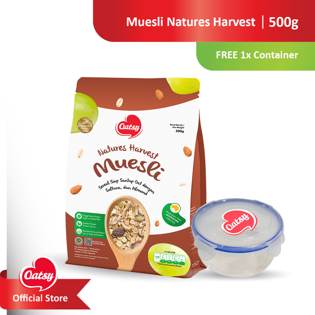 

OATSY Muesli Natures Harvest 500gr + Free Container