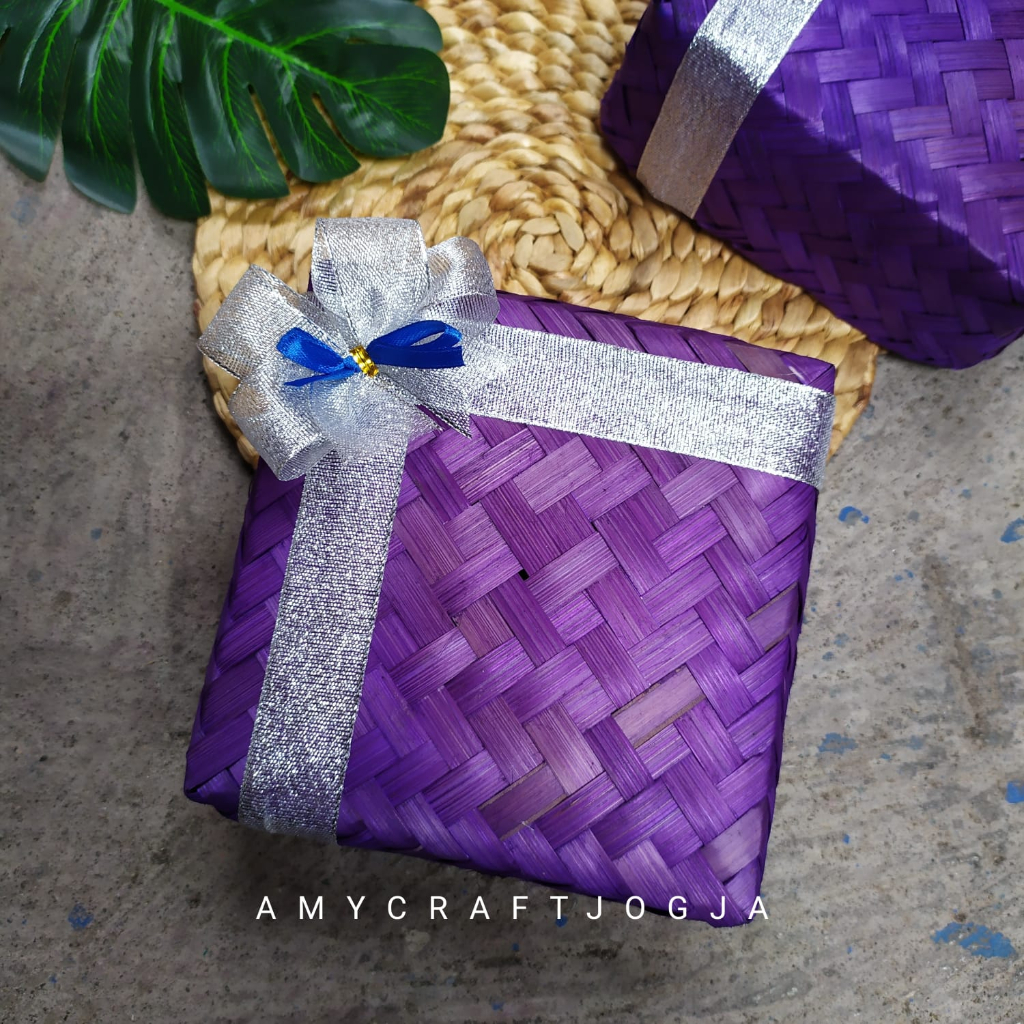 Besek Berwarna Pita Glitter Samping/Besek Pita Warna/Besek Tradisional/Besek Pipithi/Besek Hampers