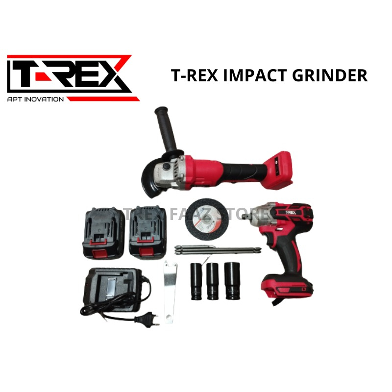 PAKET 2 PCS  CORDLESS GERINDA + IMPACT WRENCH SOCK BATERAI 48 V MESIN GRINDA+BOR BUKA BAUT TERBAIKA