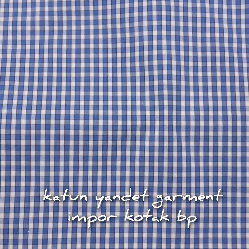 KAIN KATUN YANDED KOTAK 2 ORIGINAL GARMENT BIRU PUTIH