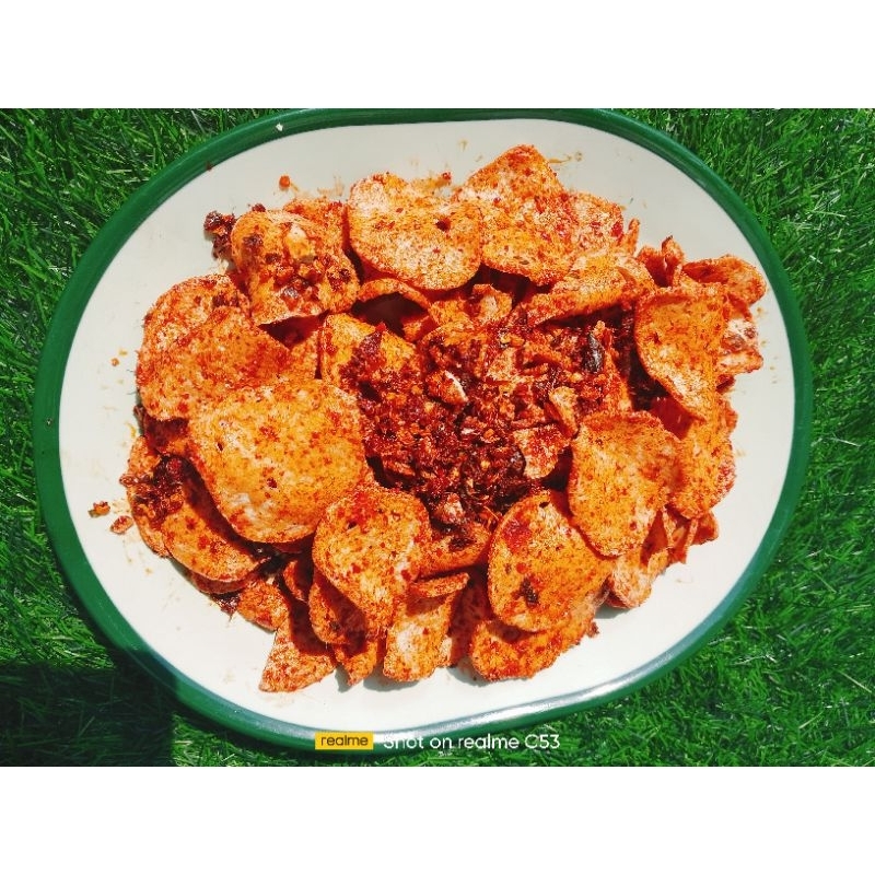 

Basreng bulat keripik koin pedas extra daun jeruk isi 250 gram