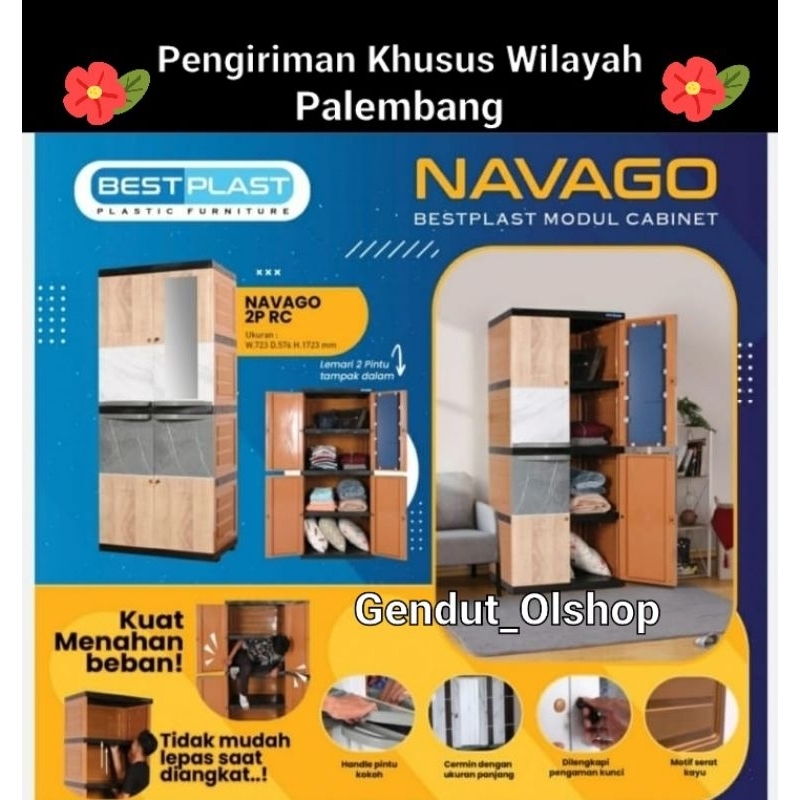 (Khusus Wilayah Palembang) Lemari Pakaian Plastik NAVAGO 2Pintu BESTPLAST By Olymplast (Bahan Plasti