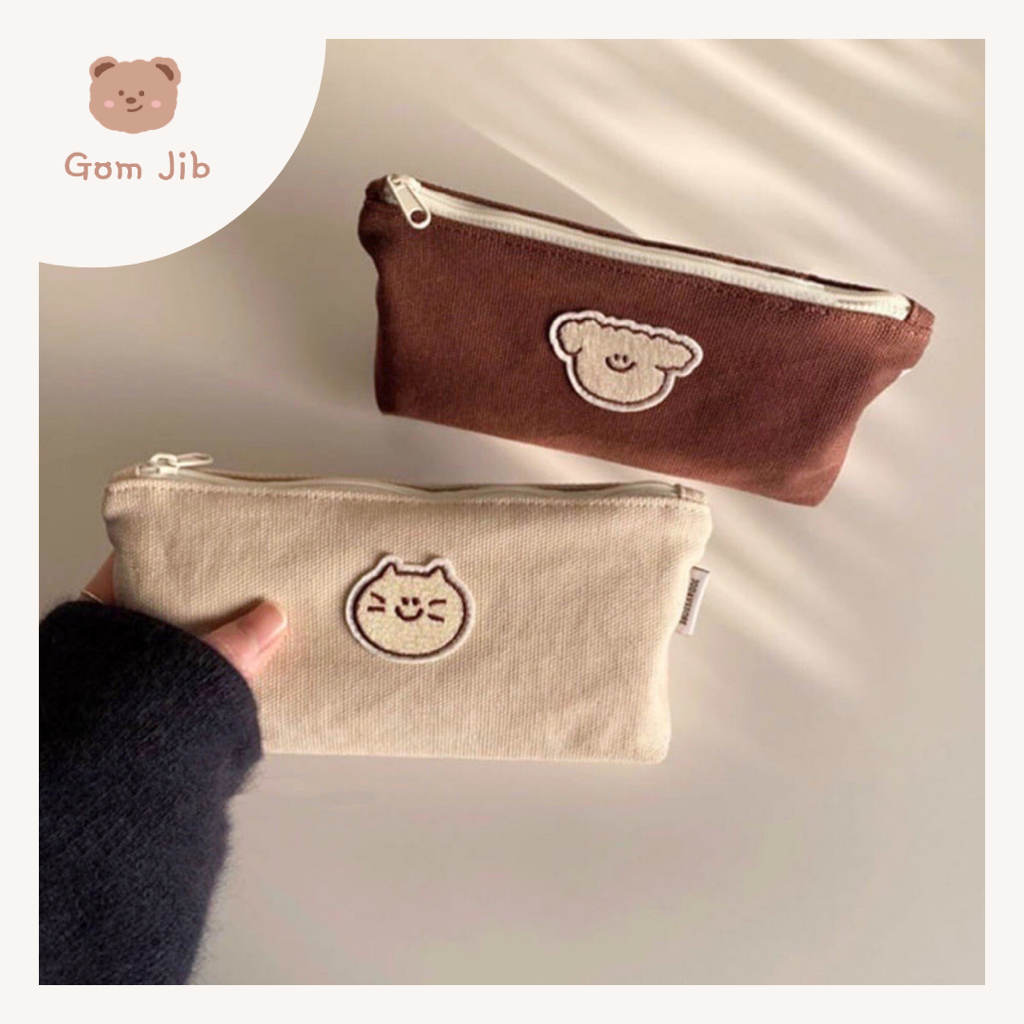 

Aesthetic Cat Doggy Canvas Pencil Case / Tempat Pensil / Kotak Pensil Korea / Tempat Kosmetik Makeup Korea GOM JIB