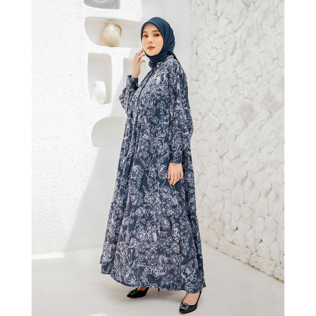 ARSSCARF Amelia Tiered Maxi Dress - Navy