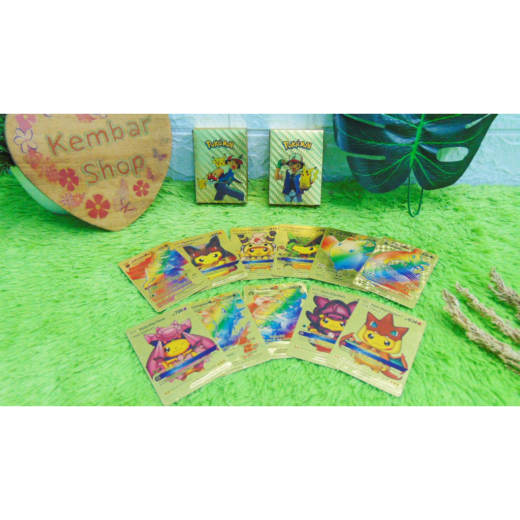 PK-GOLD Mainan Anak Kartu Anak Pokemon Emas Kartu Trading Card Gold Game Pikachu