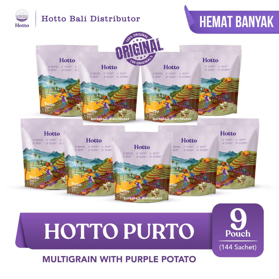 

Hotto Purto Oat 9 Pouch Isi 144 Sachets Superfood Multigrain Official Bali Distributor