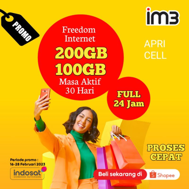 PROMO BESAR Kuota Indosat 24 jam 50gb 100gb 200gb
