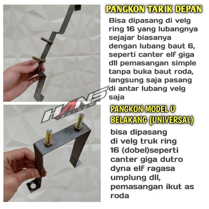 pangkon wheeldop truk ring 16 model tarik pangkon dudukan dop cantol buat canter giga dll lubang bau