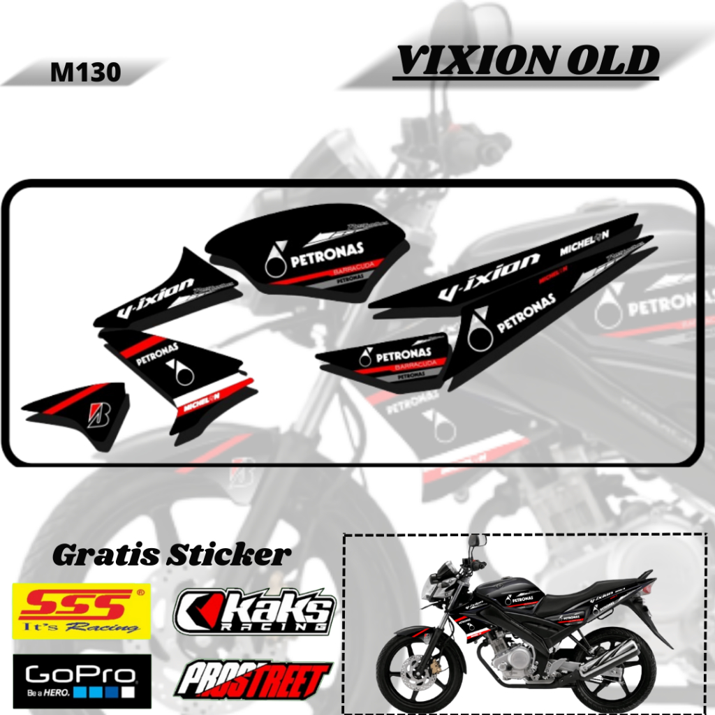 Lis Striping Sticker Variasi Aksesoris List Stiker Motor Yamaha Vixion Facelift Old Lama Lawas M130 