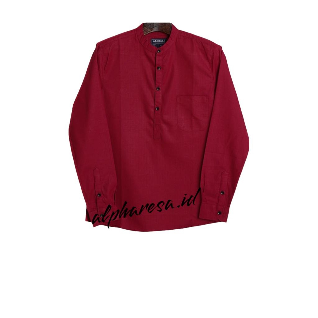Kemeja Koko Panjang Pria Premium MAROON