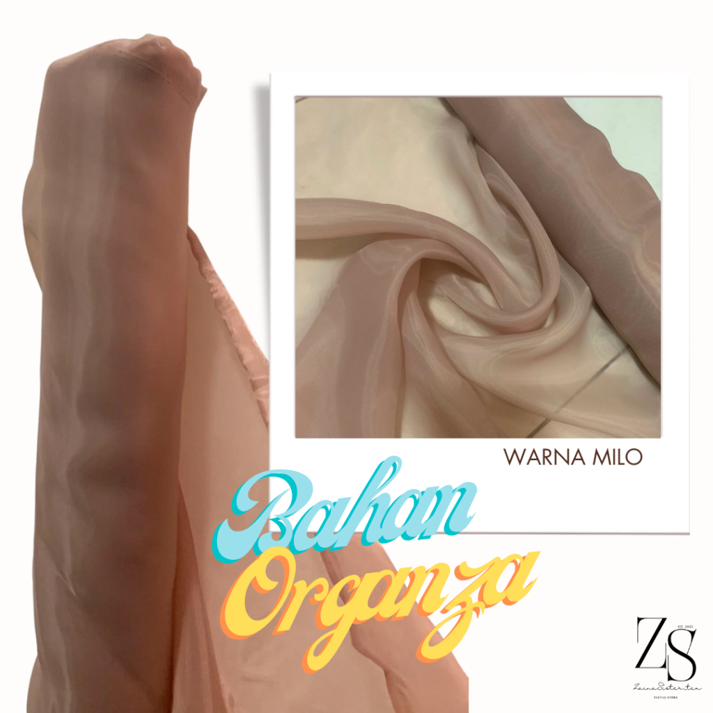 Kain Organza Organdi Polos Premium Silk Kain Kaca 1/2 Meteran Warna Coklat Muda Milo