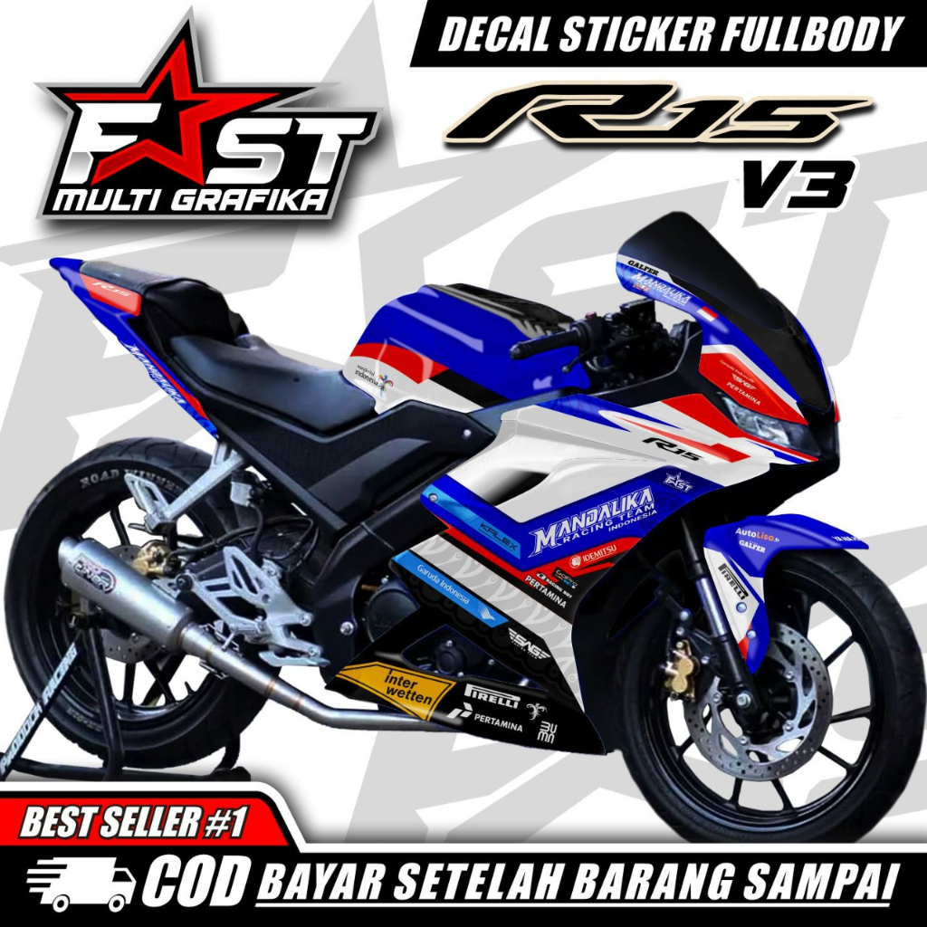 BISA COD Decal stiker R15v3 Fullbody Stiker Decal Motor R15 v3 Mandalika Fullblok Stiker Variasi Mot