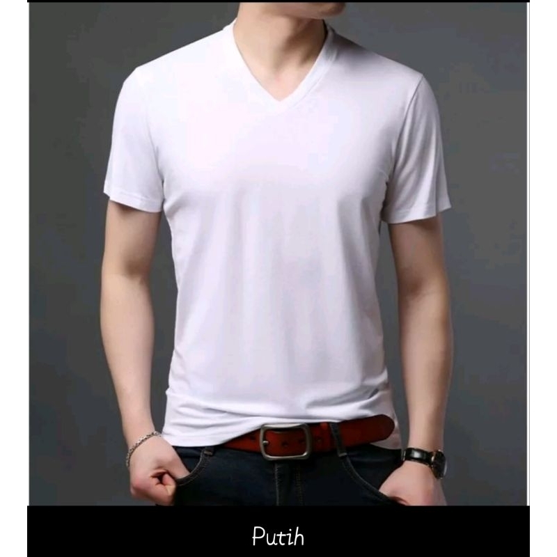 KAOS LEHER V_NECK DISTRO DEWASA PRIA DAN WANITA T_SHIRT KATUN SIMPEL