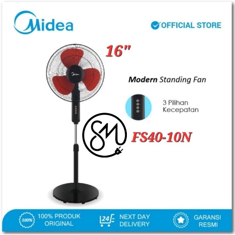 Kipas Angin Midea 16 inch FS40-10N Electric Stand fan Tegak FS4010N