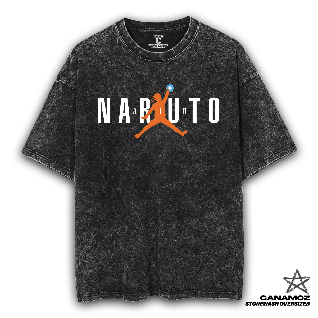 GANAMOZ Kaos Anime UZUMAKI NARUTO AIR Stone Wash Oversize T-shirt | Kaos Oversize Wanita | Kaos Over