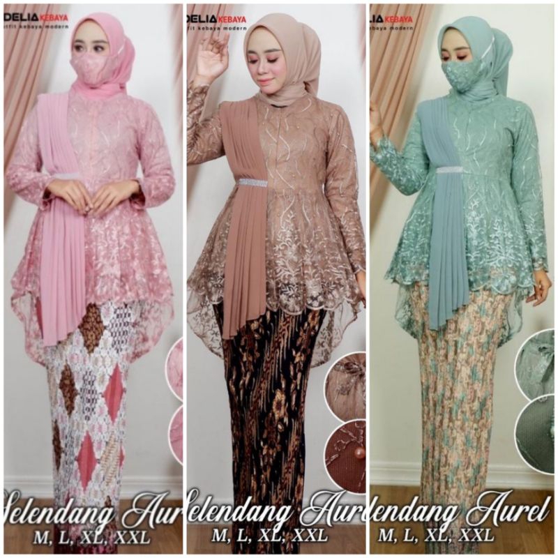Setelan Kebaya Kondangan Aurora Slendang Modern Baju Trdisional Kekinian ~ Atasan Kebaya Lengan 7/8 