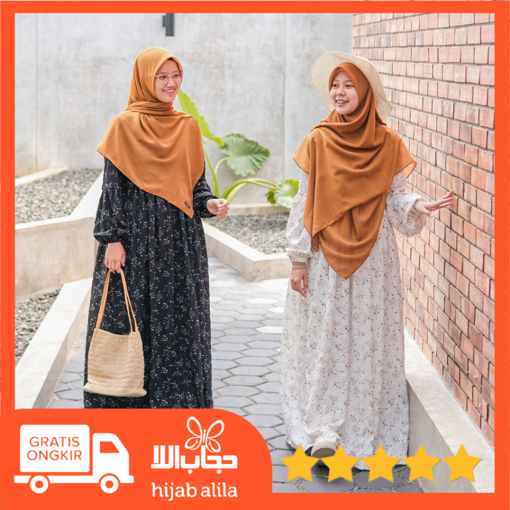 GAMIS KANA EDELWEIS CRINKLE MOTIF HIJAB ALILA
