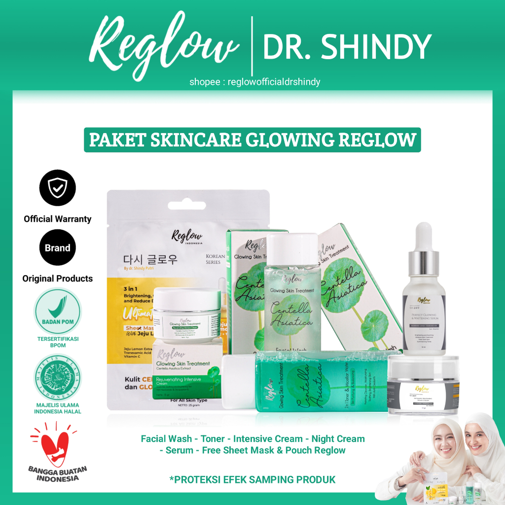 Paket Skincare Glowing Reglow Dr. Shindy Skincare Pemutih Perawatan Wajah Kering Kusam Berminyak Ber
