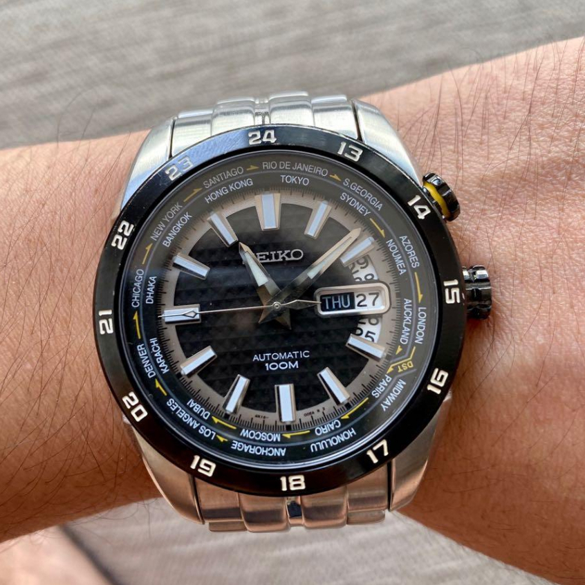 JAM PRIA SEIKO SRP037K1 SRP037 AUTOMATIC SUPERION WORLD TIME ORIGINAL