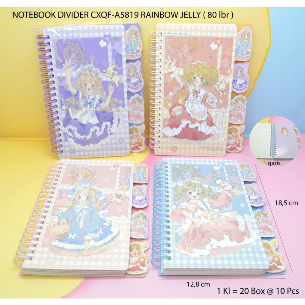 

Diary / Buku Catatan / Notebook A5 Girl 5820 Rainbow Jelly