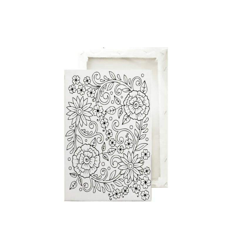 Kanvas Lukis Ukuran 20x30 Putih Berkualitas dengan Sketsa gambar Seri Gambar Abstrak Bunga Buket Sia