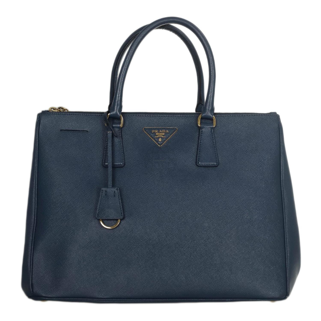 PRELOVED Authentic PRADA Saffiano Double Zip Lux Tote Bag Navy Blue Original