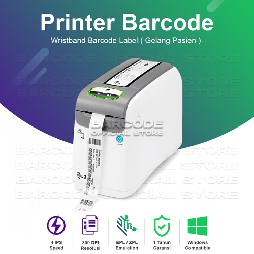 Zebra ZD-510HC Printer Direct Thermal Cetak Wristband Barcode Gelang Pasien Pengunjung