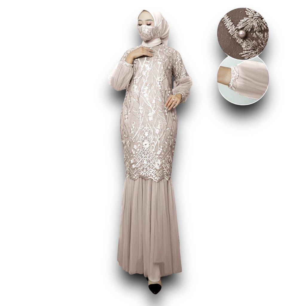 GAMIS DUYUNG MARISA/ GAMIS DUYUNG TUTU BRUKAT TILE MUTIARA/ GAMIS FASHION PESTA/ GAMIS KEBAYA TERBAR