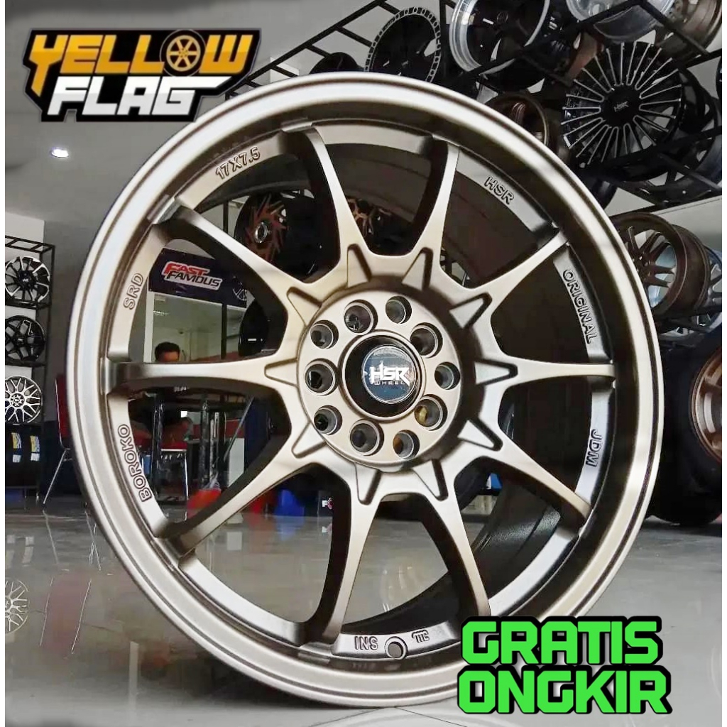 Velg Racing Ring 17 HSR Boroko Srd Hole 5x100/114,3 velg mobil Civic Camry Accord