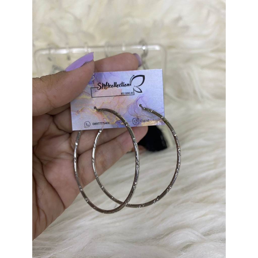 ANTING BULAT BESAR SEXY CASUAL ALLOY WANITA TITANIUM