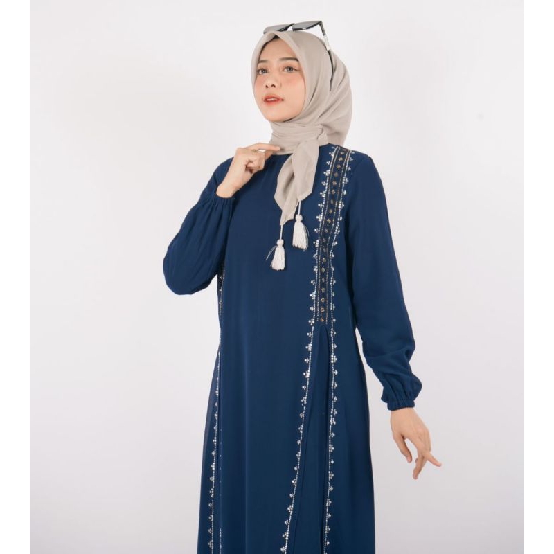 Bazargamis Dress Zaindy Payet Ceruty Babydoll Full Furing Premium Tebal Nyaman Gamis Panjang Melayu 