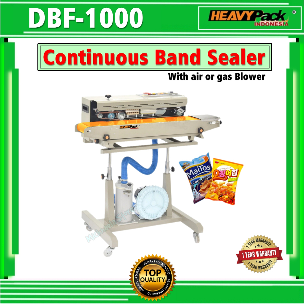 DBF 1000 Continuous Band Sealer Wiht Gas Mesin Sealer Plastik dan Alumunium foil dengan angin gelemb
