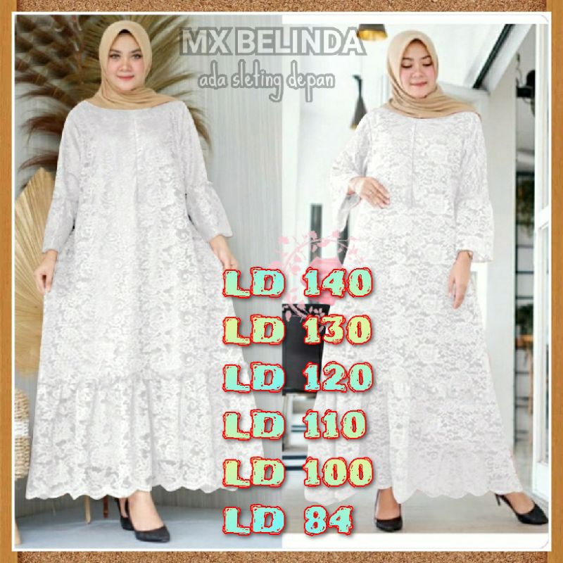 LD140 - LD84 DRESS BELINDA BRUKAT TULANG GLITTER ADA ANAKNYA PUTIH TULANG SERAGAM NIKAHAN JUMBO / KE