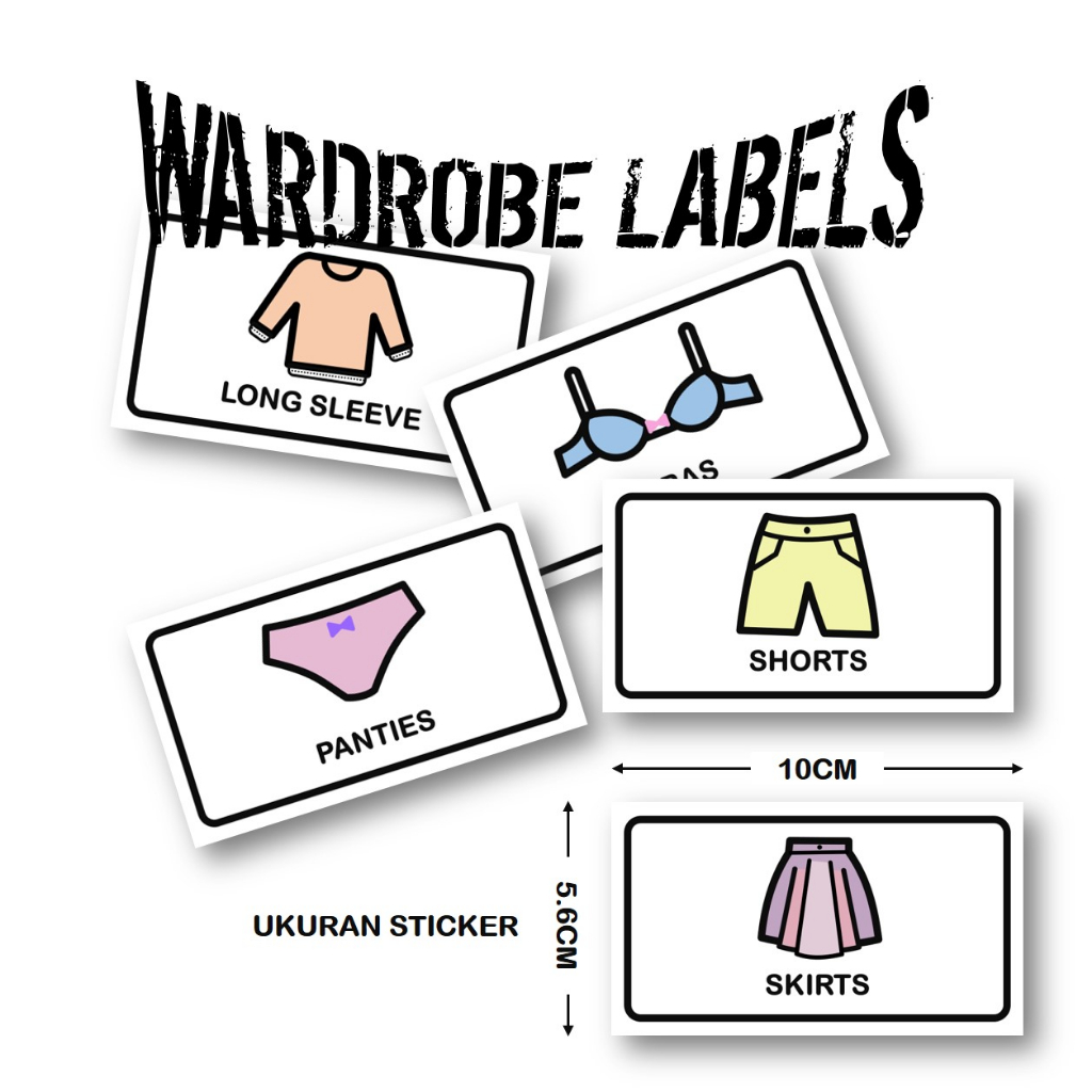 Stiker Lemari Baju | Stiker Lemari Container Baju ukuran 5 x 10cm stiker Vynil waterproof
