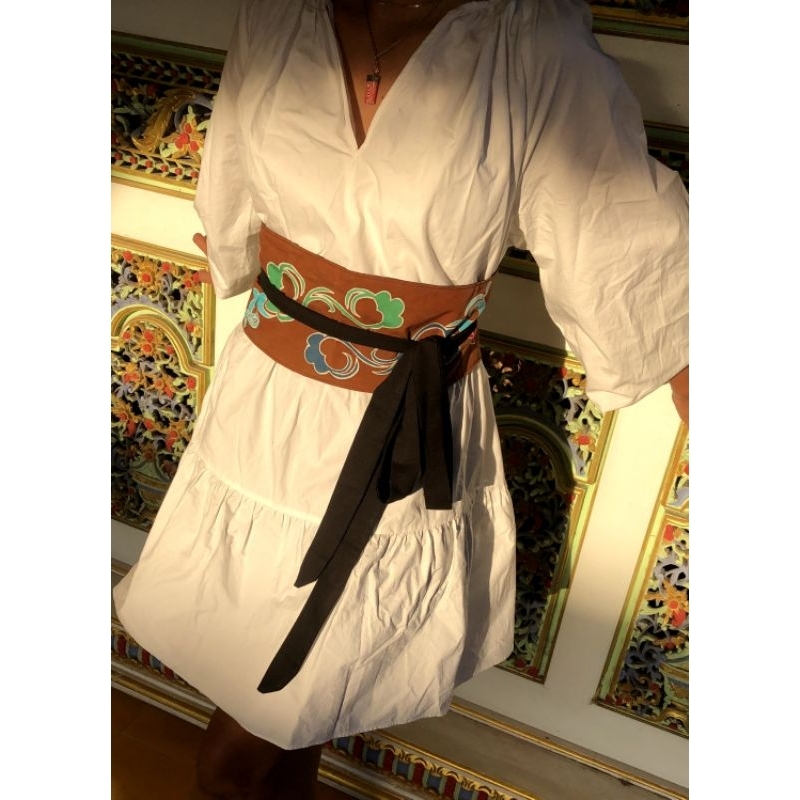 Obi Belt Ikat Pinggang Batik Tulis Asli 60 x 15cm Tali Panjang Aksesoris Wanita Unik Klasik Budaya A