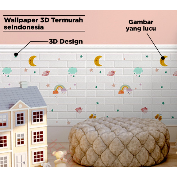 Wallpaper dinding 3d MOTIF ANAK wallfoam Dekorasi Kamar murah 70x77cm