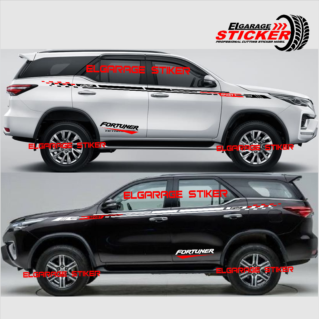 Stiker mobil fortuner cutting stiker srtriping mobil fortuner stiker body samping mobil fortuner paj