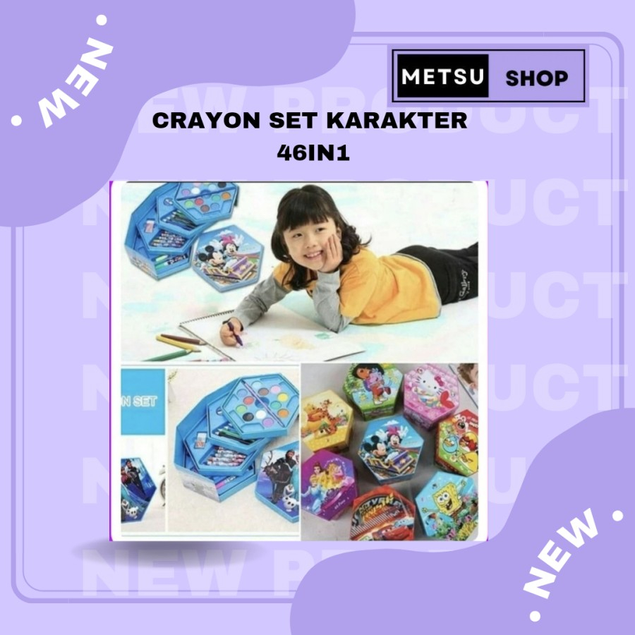 

Pensil Cat Warna Crayon Set Karakter Isi 46 Art Set