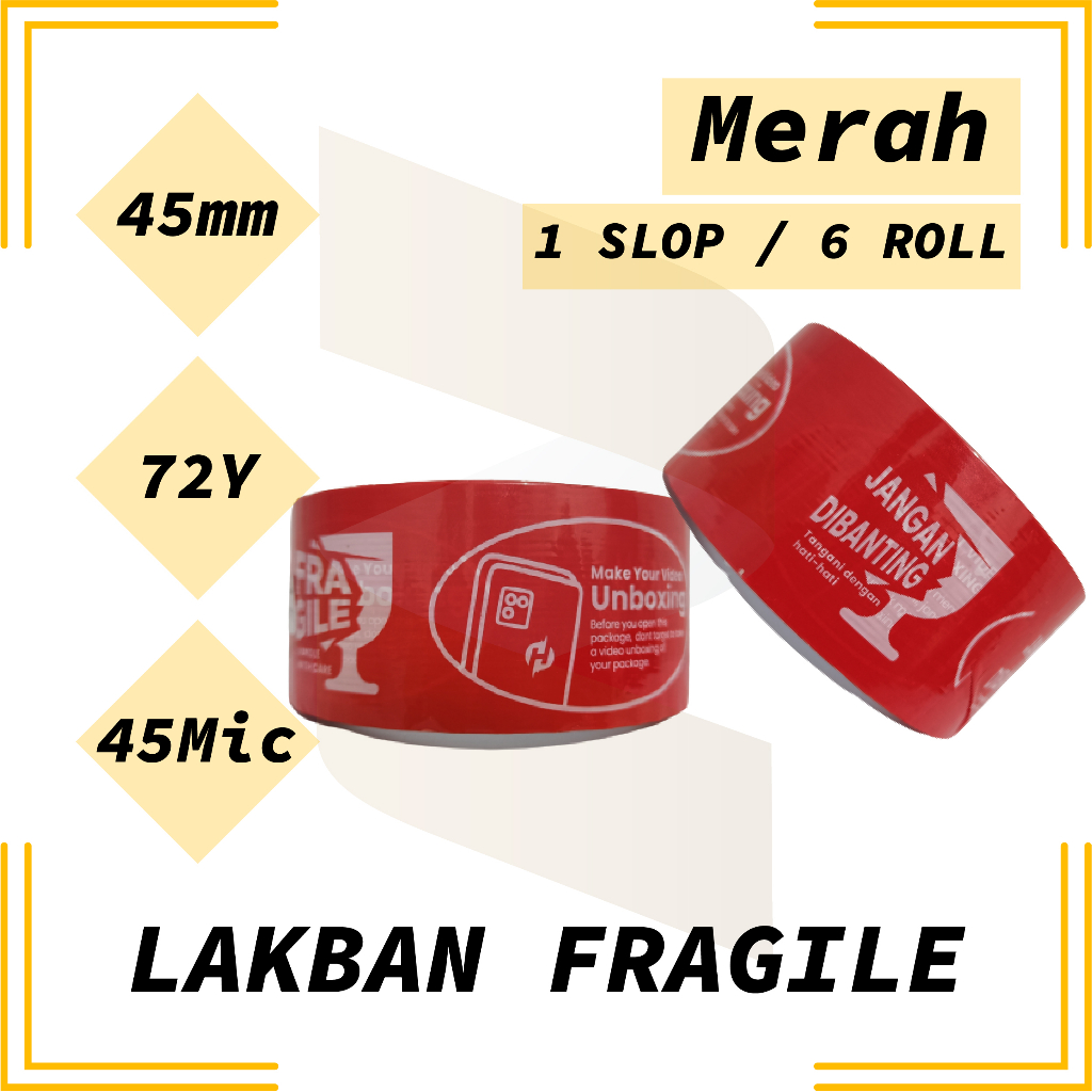 

Lakban Fragile Unboxing 45mm x 100 Yard | Lakban Fragile Unboxing Merah | Lakban Fragile Unboxing