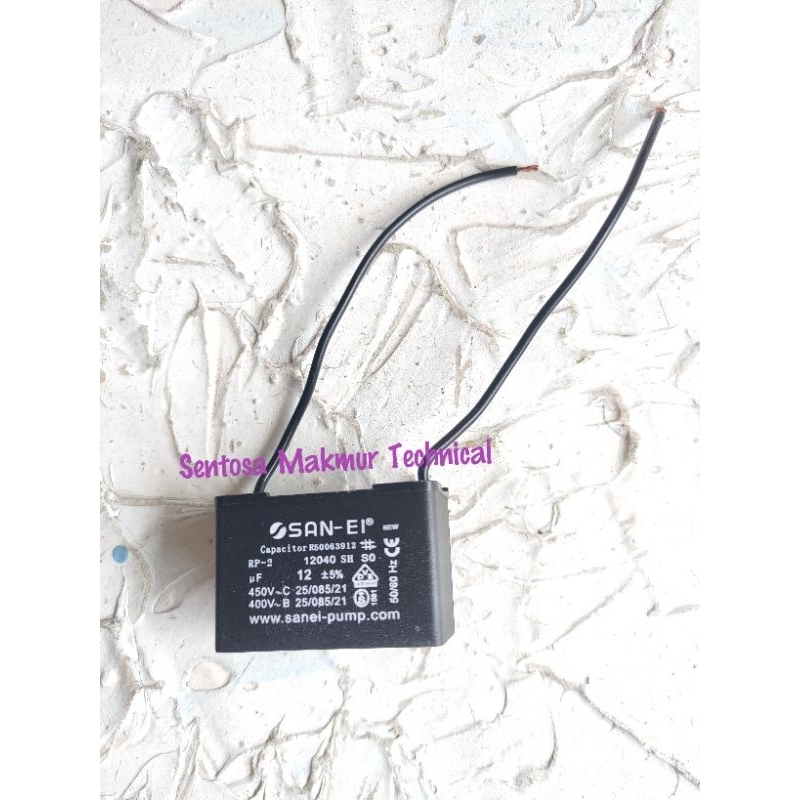 12 UF Kapasitor Petak Segi Kabel Pompa Air 12uf