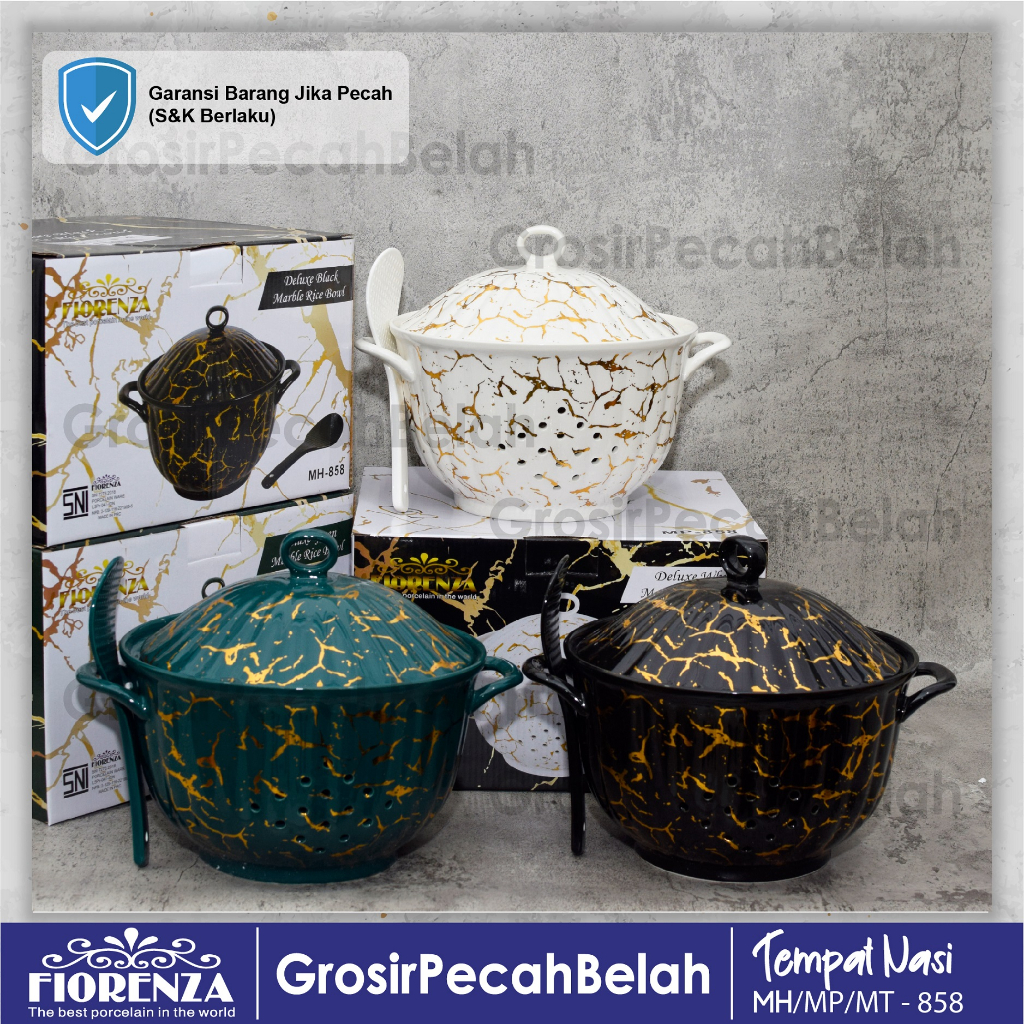 Tempat Wadah Nasi Keramik Porselain Motif Marble Fiorenza 858