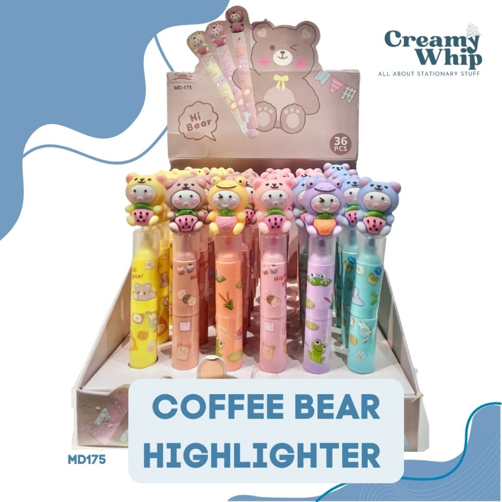 

Coffee Bear Highlighter 3 In 1 Stabilo Set - Stabilo Pen 3 In 1 dengan design lucu Coffee Bear Stabilo Pen Beruang Kopi