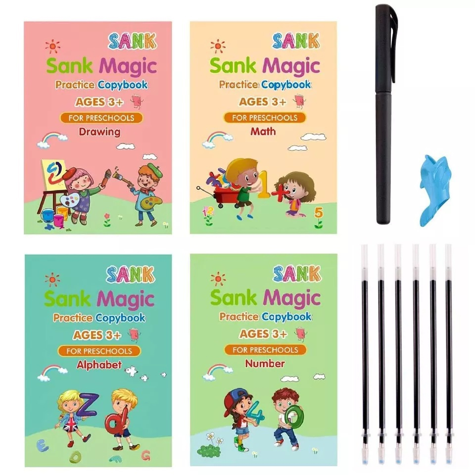 

SANK Magic Copy Book 1 SET ISI 4 BUKU + PULPEN Buku Belajar anak / Buku Ajaib Belajar Menulis dan Menggambar Anak