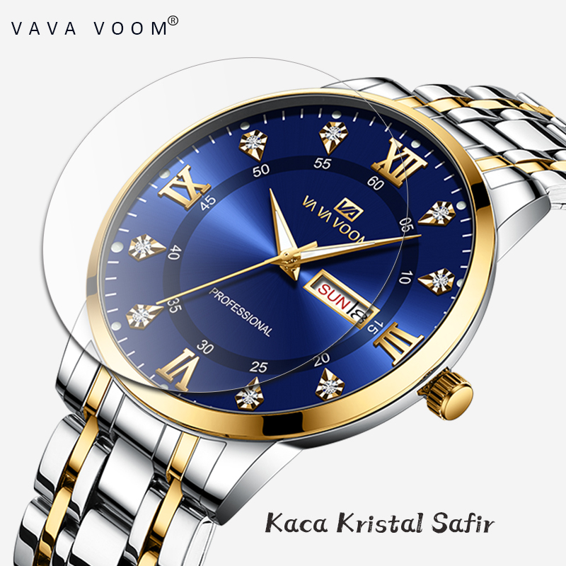 Hot Deals Vavavoom 2461 Jam Tangan Pria Original Luxury Rantai Tahan Air Stainless Steel Analog