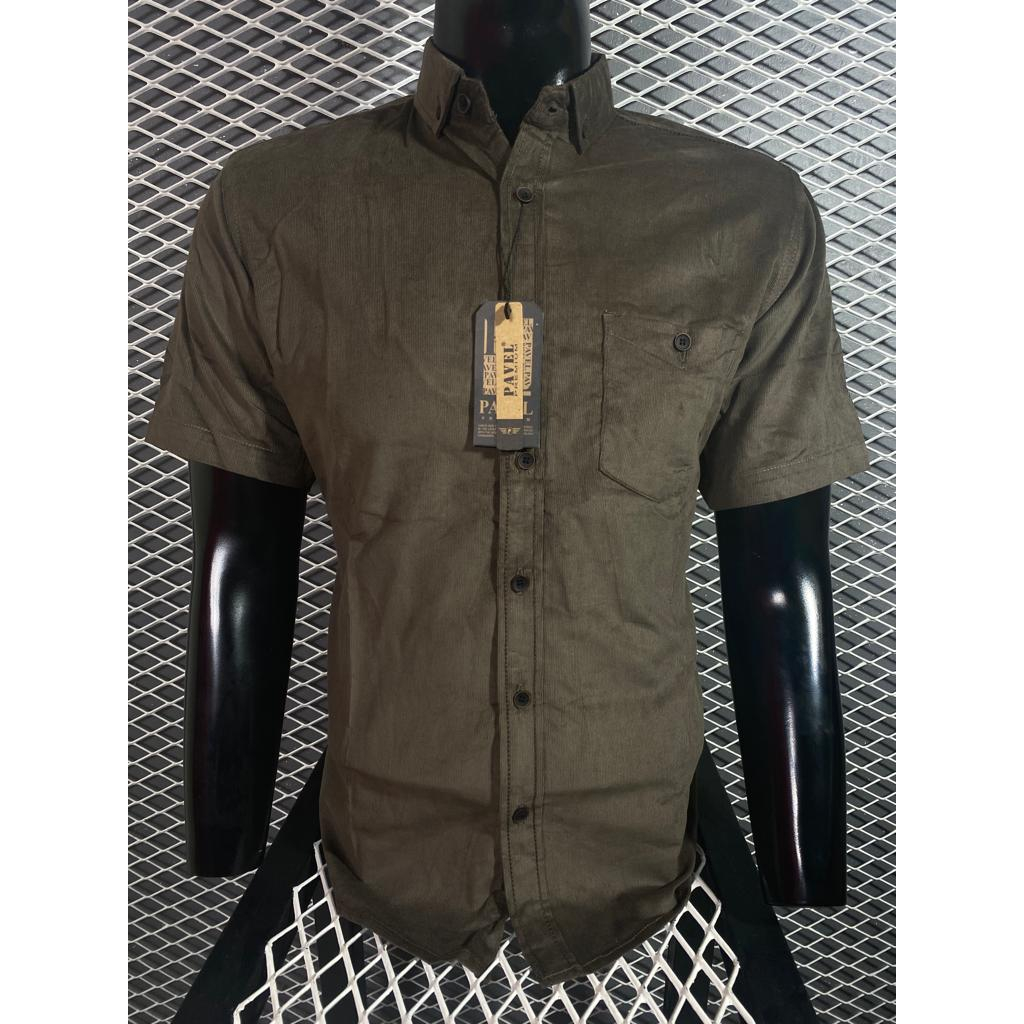 MS07- Pavel kemeja polos pria lengan pendek katun premium import