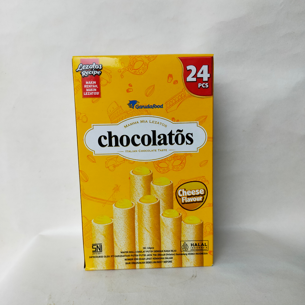 

Chocolatos Wafer Roll Keju 14g (1 box=24 pcs)