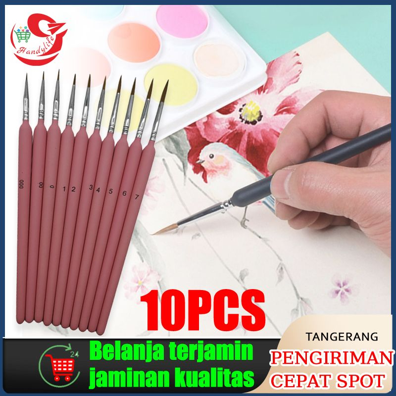 

10pcs Wolf Hair Hook Line Pen Paint Brush /Kuas Detail Bulu Serigala Size