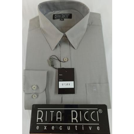 Kemeja pria Rita Ricci polos Lengan panjang warna Abu Muda artikel 07369