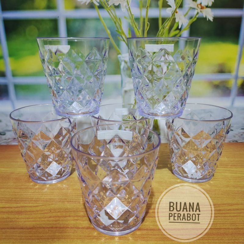 Gelas melamin bening Golden Dragon Isi 6 pcs Berkualitas bagus